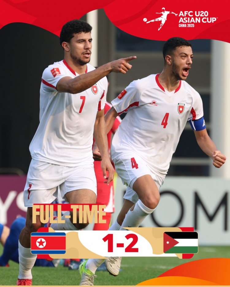  U20亞洲杯B組：朝鮮1-2不敵約旦，兩輪1分暫列B組末尾