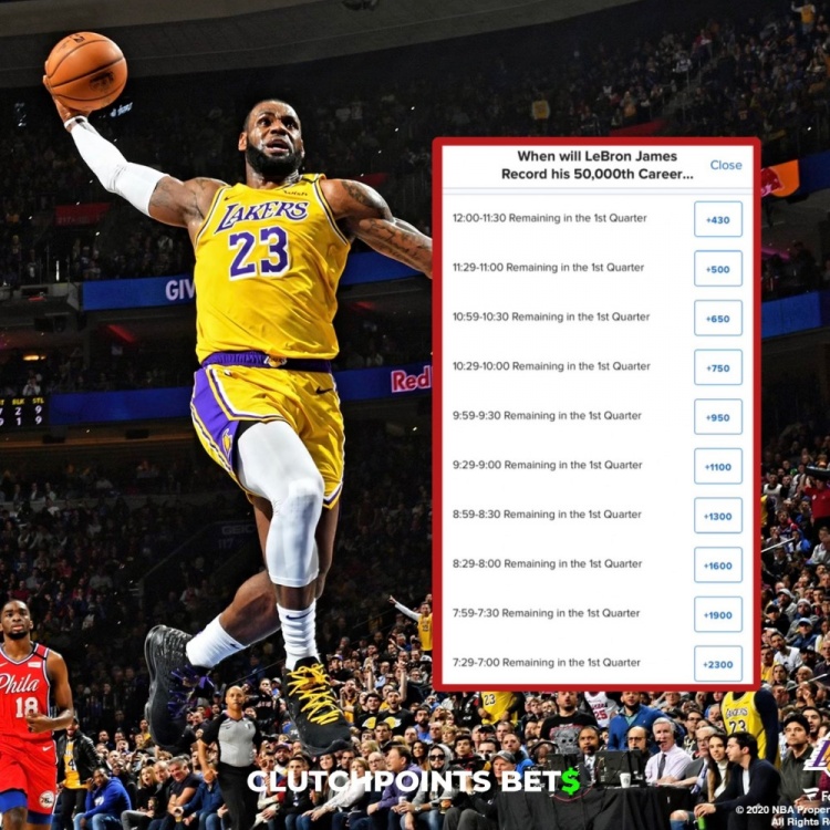 僅差1分!詹姆斯今日何時破五萬分賠率:開場30秒內(nèi)最被看好