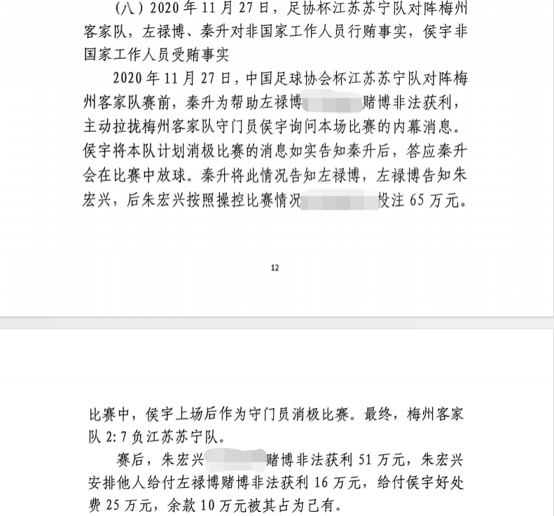 網(wǎng)傳判決書:足協(xié)杯梅州2-7江蘇,梅州門將侯宇收25萬消極比賽