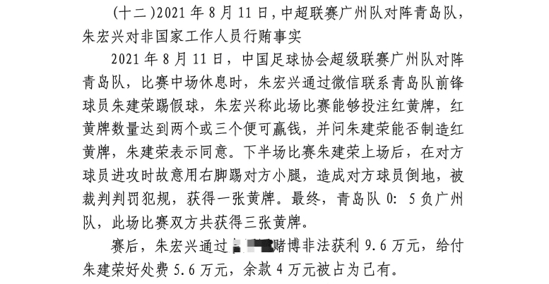 網(wǎng)傳判決書:青島球員朱建榮故意踢對(duì)方小腿,染黃收5.6萬好處費(fèi)