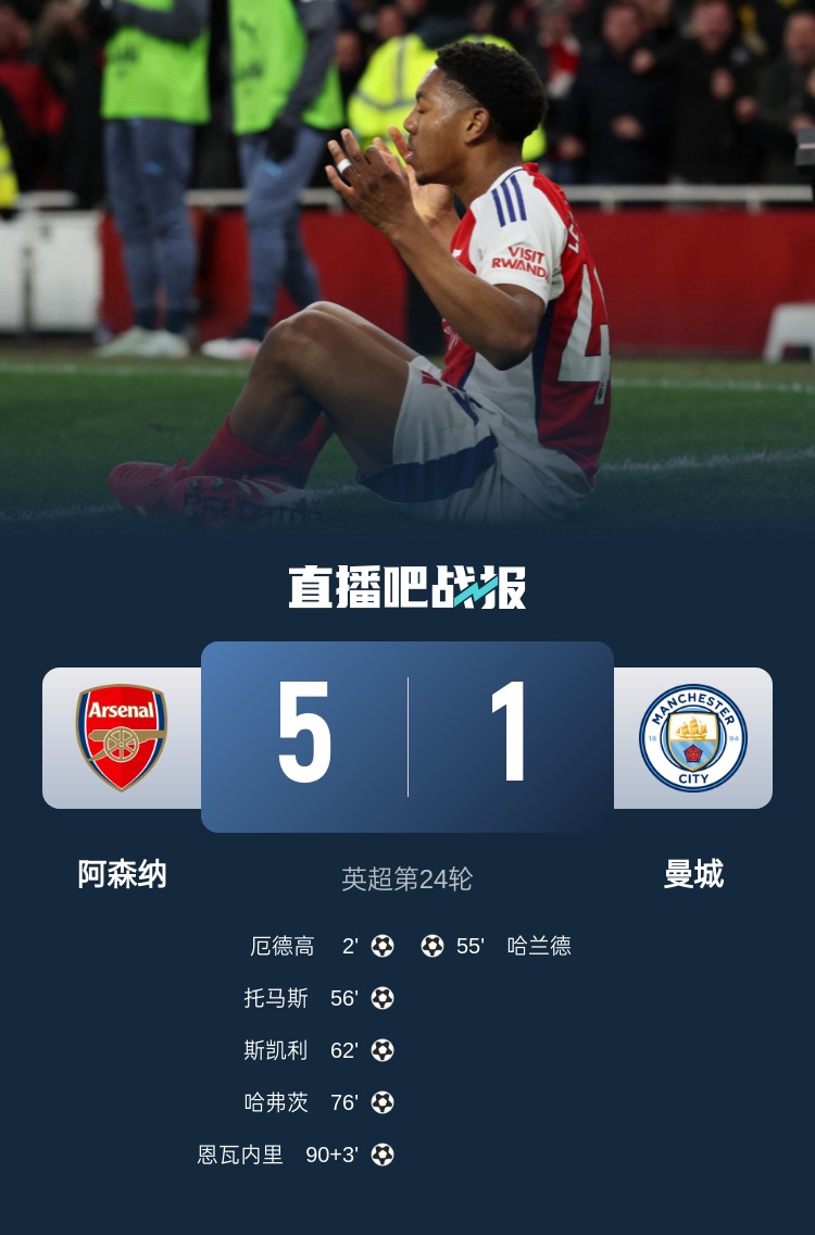  硬氣槍手無畏強敵！阿森納本賽季5-1碾壓曼城，3-0完勝皇馬